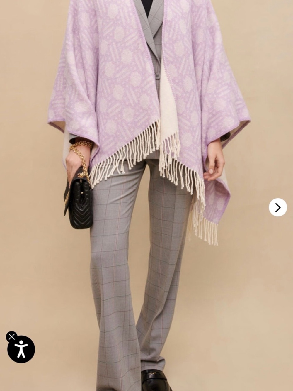 Maje Lavender Fringe Knit Poncho NWT